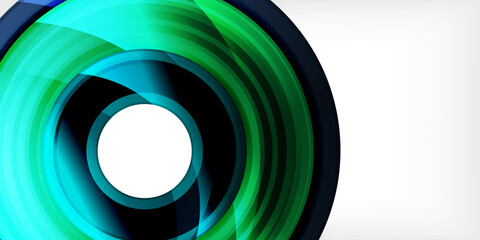 Bright colorful circles with light effects. Abstract background