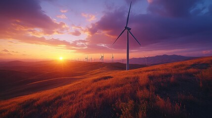 Obraz premium turbines spread across the rolling hills