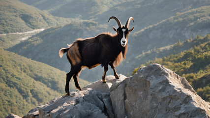 Obraz premium Mountain goat in the wild . AI generated image, ai.