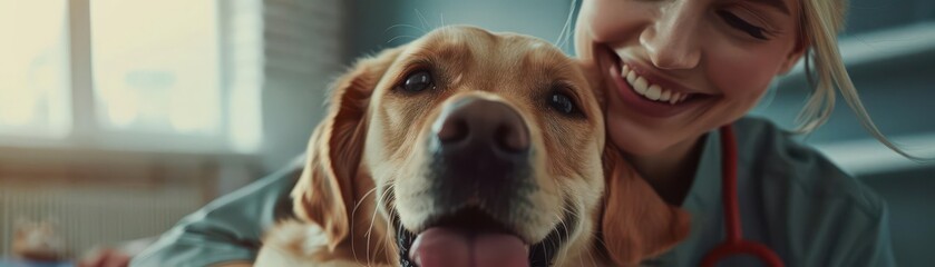 Veterinarian administering physical therapy to a dog intricate details sharp reflections vibrant colors hyper-realistic stunning clarity