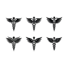 Fototapeta premium Caduceus Vector Line Art | Generative AI Medical Symbol Design