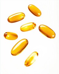 Yellow fish oil softgels on a vibrant background, symbolizing health and vitality