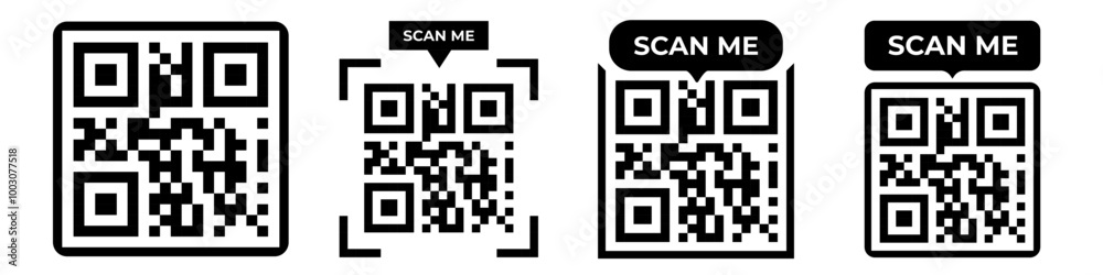 Fototapete qr code set. scan me vector.