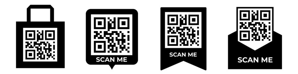 Scan me vector. Qr code set.