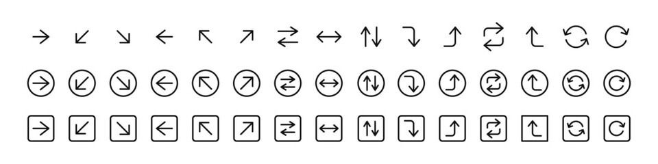 Arrow icons big set. Black arrows collection. Right, left, up, down sign. Vector