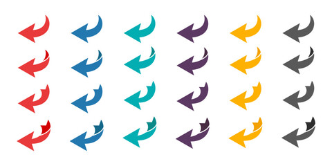 Arrow icons set. Colorful arrow symbols, graphic elements. Vector illustration