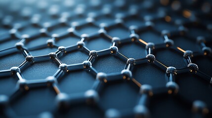 Fototapeta premium Carbon atoms forming graphene sheets, showcasing the hexagonal pattern of bonds in nanotechnology
