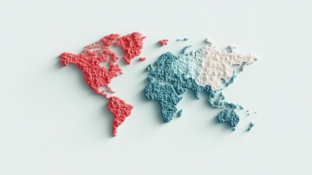 Thematic Map of Population Density, A thematic map highlighting areas of high and low population density around the world, using varying shades of color.