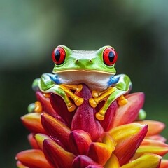 Naklejka premium Panama wildlife. Red-eyed Tree Frog