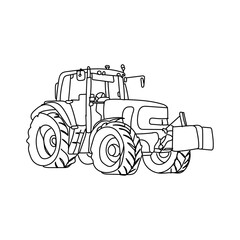 Dessin en ligne continue d'un tracteur, vecteur agriculture, line art