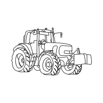 recommend clip art: Dessin en ligne continue d'un tracteur, vecteur agriculture, line art