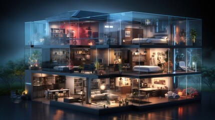 Modern Glass House with Interior Design