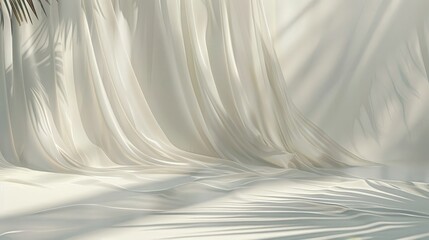 Obraz premium White Fabric Draped With Palm Shadow