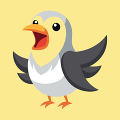 Fulmar bird kawaii vector illustration