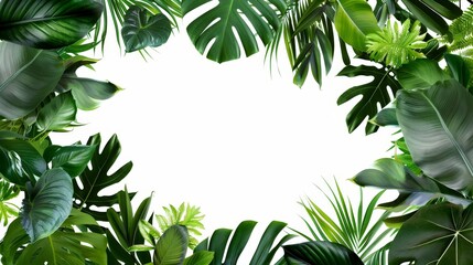 Fototapeta premium Tropical Leaves Frame Isolated On White