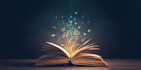 Magic Coming out of an Open Book, Reading is Fun, Read Storybook Imagination