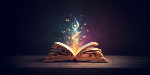 Magic Coming out of an Open Book, Reading is Fun, Read Storybook Imagination