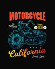 T-shirt or poster design with an illustration of an old motorcycle. Original vector illustration in vintage style.