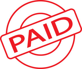 Paid stamp vector texture. Rubber cliche imprint. Web or print design element for sign, sticker, label, Badge, Placard, Notice, Seal, Message, Alert icon isolated on transparent background.