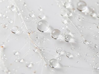 Water Droplets on a Spider Web Isolated On White