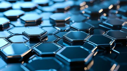 Fototapeta premium An abstract rendering of geometric black surfaces with hexagonal shapes in 3D