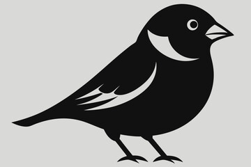 A cute House Sparrow bird for log silhouette black Vector art illustration 