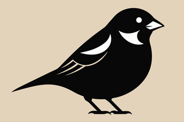 A cute House Sparrow bird for log silhouette black Vector art illustration 