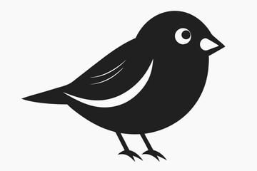 A cute House Sparrow bird for log silhouette black Vector art illustration 