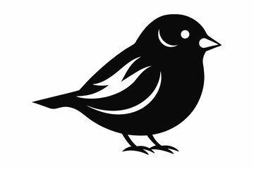 A cute House Sparrow bird for log silhouette black Vector art illustration 