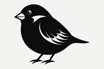 A cute House Sparrow bird for log silhouette black Vector art illustration 