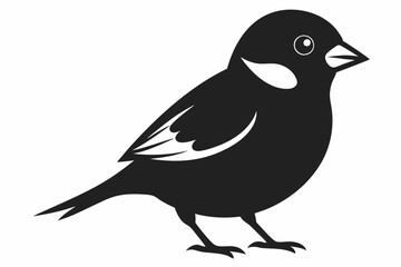 A cute House Sparrow bird for log silhouette black Vector art illustration 