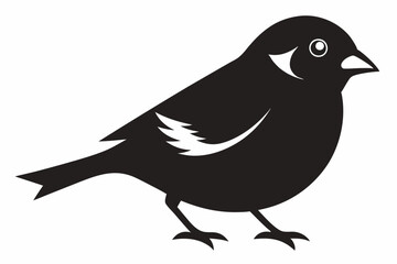 A cute House Sparrow bird for log silhouette black Vector art illustration 