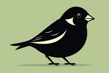 A cute House Sparrow bird for log silhouette black Vector art illustration 
