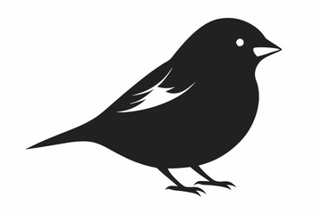 A cute House Sparrow bird for log silhouette black Vector art illustration 