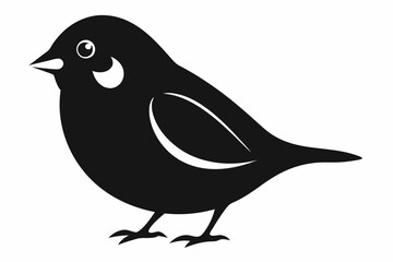 A cute House Sparrow bird for log silhouette black Vector art illustration 