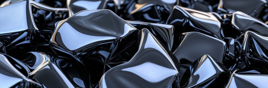Horizontal crystallized background with abstract futuristic crystal texture and geometric polygonal metallic structure.