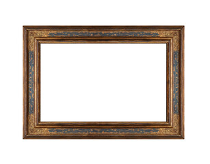 Antique picture frame isolated on white background.