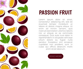 Passion Fruit Banner Design with Exotic Berry Vector Template