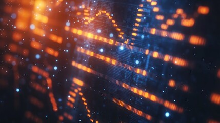 Obraz premium Abstract visualization of data trends with glowing orange lines against a dark background.
