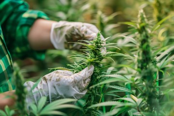 Obraz premium A person is holding a bunch of marijuana plants