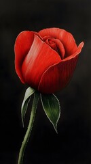 Red Hand Pencil Scribble Painting, Flowers, Rose on Black Background, Abstract Image, Texture, Pattern Background, Wallpaper, Cover and Screen of Smartphone, PC, Laptop, 9:16 and 16:9 Format