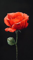 Obraz premium Red Hand Pencil Scribble Painting, Flowers, Rose on Black Background, Abstract Image, Texture, Pattern Background, Wallpaper, Cover and Screen of Smartphone, PC, Laptop, 9:16 and 16:9 Format