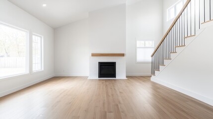 Fototapeta premium Bright Modern Living Room with Stylish Fireplace