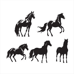 horse silhouettes set