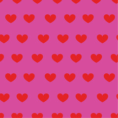 vector seamless valentine red hearts on pink background