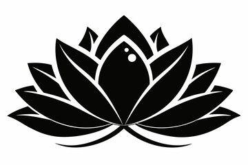 A cute lotus flower for log silhouette black Vector art illustration 