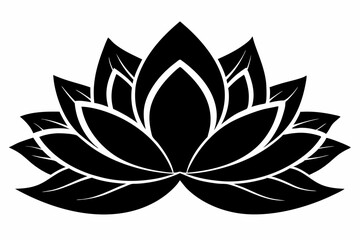 A cute lotus flower for log silhouette black Vector art illustration 