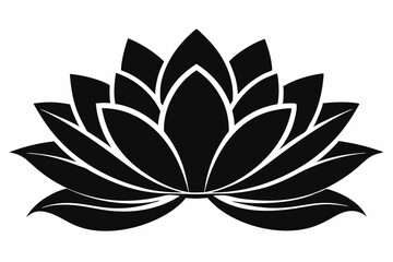 A cute lotus flower for log silhouette black Vector art illustration 