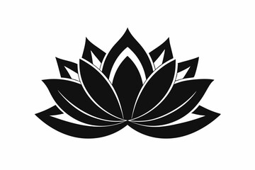 A cute lotus flower for log silhouette black Vector art illustration 