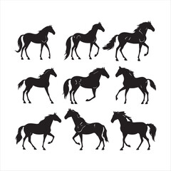 horse silhouettes set